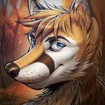  1:1 2021 anthro artist_name blue_eyes brown_nose bust_portrait canid cheek_tuft closed_smile dated dipstick_ears facial_tuft fur glistening glistening_eyes inner_ear_fluff looking_at_viewer male mammal mouth_closed multicolored_ears neck_tuft orange_body orange_fur orange_inner_ear_fluff outside plant portrait slash_freezen solo tenarion tree tuft whiskers white_body white_fur 