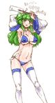  :d adapted_costume arm_behind_head armpits arms_up bad_id bad_pixiv_id bangs bikini blunt_bangs blush body_blush breasts chikuwa_(tks) cleavage commentary contrapposto covered_nipples detached_sleeves green_eyes green_hair hair_ornament hair_tubes head_tilt hips kochiya_sanae large_breasts long_hair looking_away navel oekaki open_mouth shiny shiny_skin side-tie_bikini simple_background sketch smile solo standing swimsuit thighhighs touhou translated white_background wide_sleeves 