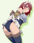  armor ass bad_id bad_pixiv_id bent_over blush cecily_cambell gloves leotard looking_back maruto! red_hair seiken_no_blacksmith skirt skirt_lift solo sweatdrop thighhighs 