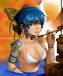  android bikini blue_hair breasts brown_eyes cleavage large_breasts original parts_exposed recube robot_joints solo swimsuit 