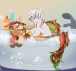  absurd_res bathing bathtub bottle brush brushing bubble chimera draconequus duo equid equine eyes_closed female feral hasbro helemaranth hi_res horn male mammal my_little_pony scrubbing shampoo suds unicorn yiazmat 