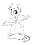  black_and_white chest_tuft cutie_mark derp_eyes derpy_hooves_(mlp) equid equine eyelashes feathered_wings feathers female feral food friendship_is_magic fur greyscale hair hasbro hi_res inktober mammal mane monochrome muffin my_little_pony pegasus simple_background sitting solo spread_wings taneysha tuft white_background wings 
