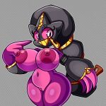  2022 absurd_res anthro banette belly big_breasts blu_(greepurl) blush breasts digital_media_(artwork) female generation_3_pokemon genitals ghost hi_res huge_breasts mega_banette mega_evolution mintyspirit nintendo nipples pink_body pink_nipples pink_sclera pokemon pokemon_(species) puppet pussy short_stack simple_background smile solo spirit thick_thighs video_games white_eyes wide_hips 