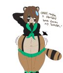  absurd_res anthro asian_clothing belly big_belly canid canine clothing digestion digital_drawing_(artwork) digital_media_(artwork) east_asian_clothing female hi_res japanese_clothing japanese_school_uniform mammal monarchyvore overweight post-vore raccoon_dog school_uniform solo tanuki thick_thighs uniform vore weight_gain yuuki_(monarchyvore) 