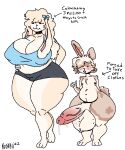 2022 anthro aroused big_breasts big_penis blush bodily_fluids bow_ribbon breasts camel_toe cinna_(arcadebunni) cleavage clothed clothing collar domestic_rabbit drooling duo dwarf_rabbit female flemish_giant floppy_ears genital_fluids genitals hi_res huge_penis humanoid_genitalia hyper hyper_genitalia hyper_penis k.see lagomorph larger_female leaking_precum leporid loop_(arcadebunni) lop_ears male male/female mammal nude_male oryctolagus penis precum rabbit saliva simple_background size_difference slightly_chubby small_but_hung smaller_male thick_thighs vein veiny_penis white_background