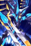  arm_blade crystal floating flying glowing highres horns mark_alles mate_(oktavia1121) mecha no_humans robot sky solo soukyuu_no_fafner sword weapon wings 