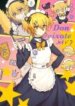  &gt;_&lt; 035nnn 1girl :3 apron badge black_choker black_dress choker closed_mouth don_quixote_(project_moon) dress duster highres holding holding_duster limbus_company long_sleeves looking_at_viewer maid maid_headdress multiple_views project_moon smile sparkling_eyes sticker white_apron 