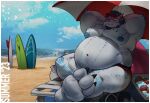 anthro argonian beach belly bethesda_softworks chubby_anthro chubby_male clothing cobaltgrande hi_res humanoid kaal_(secretkaal) male musclegut nipples overweight overweight_male reptile scalie seaside solo summer tail the_elder_scrolls