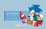 abstract_background anthro blue_body clothing digital_media_(artwork) eulipotyphlan footwear footwear_aside gloves handwear hedgehog hi_res male mammal sega simple_background socks solo sonic_the_hedgehog sonic_the_hedgehog_(series) tree_stump watermark