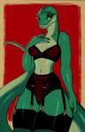  annaklava anthro bra breasts claws clothing eyelashes eyeshadow female garter_belt garter_straps glistening glistening_body green_body green_scales half-closed_eyes hi_res legwear lingerie lizard makeup narrowed_eyes panties reptile rita_skopt scales scalie smile solo stockings thigh_highs underwear 