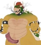  absurd_res animal_genitalia anthro bodily_fluids body_hair bowser collar genital_fluids genital_slit genitals hi_res koopa male mario_bros musclegut nintendo penis portrait precum scalie shell slit smoke_from_mouth solo spicydrag0n three-quarter_portrait video_games 