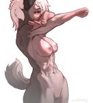 abs anthro breasts canid canid_demon canine demon digital_media_(artwork) female fur genitals hair hellhound helluva_boss hi_res loona_(helluva_boss) mammal muscular navel nipples pussy red_sclera sackrany solo tagme white_body white_fur