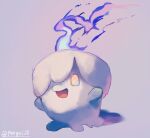  artist_name candle colored_skin commentary_request fire litwick open_mouth pokemon pokemon_(creature) purple_background purple_fire rongai28 twitter_username white_skin yellow_eyes 