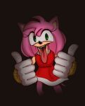  5_fingers amy_rose arsoncapable disfigured eulipotyphlan female fingers gesture gore green_eyes hedgehog jawless looking_at_viewer mammal missing_jaw nightmare_fuel pink_body sega solo sonic_the_hedgehog_(series) teeth thumbs_up tongue tongue_out 