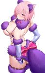  1girl absurdres arind_yudha ass back breasts fate/grand_order fate_(series) highres huge_breasts mash_kyrielight mash_kyrielight_(dangerous_beast) medium_hair pink_hair purple_fur simple_background solo white_background 