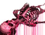  1other bone from_above highres lying on_back original pink_theme ribs robot science_fiction simple_background skeleton solo spine teru_by_m water white_background 