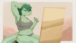 16:9 2024 4k 5_fingers absurd_res anthro baryonyx big_breasts breasts cleavage clothed clothing crop_top digital_drawing_(artwork) digital_media_(artwork) dinosaur eyelashes female fingers freckled_breasts freckles green_body green_hair green_scales grey_eyes hair hi_res i_wani_hug_that_gator long_tail navel olivia_halford panties reptile scales scalie shirt short_hair simple_background sitting skimpy solo spinosaurid tail theropod topwear underwear unknown_artist widescreen yellow_sclera