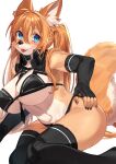 2023 absurd_res ahoge anthro armwear blep blonde_hair blue_eyes blush breasts brown_nose canid canine cleavage clothed clothing countershading cute_fangs digital_media_(artwork) elbow_gloves eyewear female female_anthro fingerless_gloves fox fur gloves hair handwear hi_res inner_ear_fluff kamenosachi kemono legwear long_hair looking_at_viewer mammal multicolored_body multicolored_fur navel necktie shirt_collar simple_background solo tail tan_body tan_fur thigh_highs tongue tongue_out triangle_bikini tuft twintails_(hairstyle) two_tone_body two_tone_fur under_boob white_background white_body white_fur