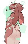 anthro big_breasts blue_tail breasts brown_body brown_fur brown_hair butt ears_down eyelashes female fur hair hi_res lagomorph leporid looking_at_viewer mammal nipples pivoted_ears presenting rabbit raised_tail solo tail thick_thighs tobydoge tongue tongue_out