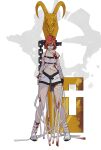  a.b.a absurdres bags_under_eyes bandages blood blood_on_bandages blood_on_clothes chain green_eyes guilty_gear guilty_gear_xx highres key key_in_head looking_at_viewer object_through_head paracelsus red_hair short_hair shorts solo 
