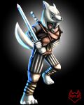 absurd_res andromorph anthro canid canine canis clothing franix_art hi_res intersex male male/male mammal melee_weapon solo sword the_witcher weapon witcher wolf