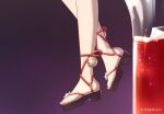 1girl bell commentary_request feet highres honkai:_star_rail honkai_(series) jingle_bell manboygxg nail_polish purple_background red_nails sandals solo sparkle_(honkai:_star_rail) toenail_polish toenails toes 
