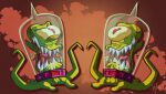 1_eye 87octane alien duo green_body kang kodos male not_furry open_mouth sharp_teeth teeth tentacles the_simpsons tongue