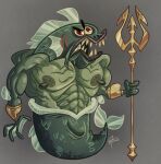 4_fingers 87octane abs areola bulge dorsal_fin fin fingers gills green_body green_scales hi_res holding_trident legless male marine melee_weapon membrane_(anatomy) merfolk muscular muscular_male nipples open_mouth pecs polearm scales sharp_teeth solo split_form tail tail_fin teeth trident weapon webbed_hands