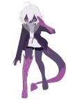 2019 anthro clothed clothing countershading digital_media_(artwork) dragon errai_(character) full-length_portrait fully_clothed grey_body grey_countershading grey_skin hair hi_res jacket looking_at_viewer male pink_body pink_skin pink_tail portrait purple_body purple_clothing purple_eyes purple_jacket purple_skin purple_tail purple_topwear rofortyseven shirt simple_background smile solo spade_tail standing tail topwear two_tone_tail white_background white_clothing white_hair white_shirt white_topwear