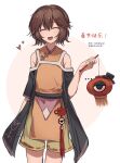  ... 1other androgynous bare_shoulders brown_hair chinese_clothes chinese_new_year chinese_text cine_hamal closed_eyes cowboy_shot euthan eye_of_senri facing_viewer green_shorts hair_between_eyes hair_ornament hairclip hand_up highres holding kuzu_suzumi lantern len&#039;en open_mouth other_focus paper_lantern ribbon-trimmed_shorts ribbon_trim short_hair shorts smile solo tassel translation_request 