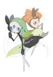  0wzsyvlnp78 absurdres aqua_eyes green_hair highres meloetta musical_note open_mouth orange_hair pokemon pokemon_(creature) skirt 