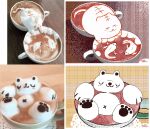 ambiguous_gender animated bear beverage black_pawpads coffee eyes_closed felid feral fin fish food food_creature group keke_(artist) latte_art mammal marine pawpads smile solo tail tail_fin tail_motion trio white_body