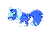 2014 2_tails alpha_channel anthro balls bent_over blep blue_body blue_eyes blue_fur bodily_fluids buri butt cum cum_on_balls cum_on_butt cum_on_face digital_media_(artwork) fluffy fur generation_6_pokemon genital_fluids genitals half-erect holding_leg leg_markings looking_at_viewer looking_back looking_back_at_viewer male markings meowstic multi_tail neck_tuft nintendo nude on_one_leg penis pokemon pokemon_(species) presenting side_view simple_background socks_(marking) solo standing striped_ears striped_markings striped_tail stripes tail tail_markings tapering_penis toe_markings tongue tongue_out transparent_background tuft