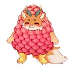 anthro berry blush canid canine claws clothing costume ear_piercing female feral food fox fruit fur gold_(metal) gold_jewelry hi_res horn humor jessil jewelry kidex_bellte magic mammal meme orange_body orange_fur piercing pink_nose plant shy smile solo tail toe_claws