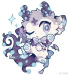 ambiguous_gender cheek_tuft chibi facial_tuft feral hi_res horn kemono mammal one_eye_closed paws simple_background solo tuft unknown_species white_background wings wink zhang_gun