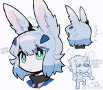 angry anthro blue_ears blue_hair chinese_text cross-popping_vein female fur hair hi_res kemono lagomorph leporid mammal rabbit simple_background solo text white_background white_body white_fur zhang_gun