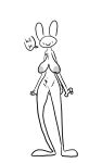 anthro areola big_areola big_breasts black_line_art breasts chest_tuft dialogue digital_media_(artwork) english_text female front_view full-length_portrait genitals grey_areola greyscale happy lagomorph leporid long_ears mammal monochrome navel nipples nude portrait profanity pubes pussy rabbit ruby_(rq) ruby_quest scut_tail short_tail simple_background simple_eyes sketch smile solo speech_bubble standing tail text the_weaver tuft white_background