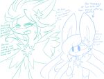 anthro cape clothing dialogue duo embarrassed english_text female generation_4_pokemon generation_5_pokemon hi_res huckleberry_(lewdchuu) lewdchuu_(artist) lucario male monochrome nintendo pokemon pokemon_(species) pyon_(lewdchuu) serperior simple_background sketch text