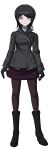  1girl absurdres alternate_costume black_footwear black_gloves blue_eyes boots brown_pantyhose brown_skirt danganronpa:_trigger_happy_havoc danganronpa_(series) danganronpa_3_(anime) gloves grey_jacket grey_shirt highres ikusaba_mukuro jacket magicalwaffleguy official_alternate_costume pantyhose shirt skirt solo 