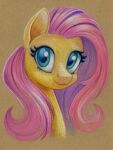  2022 bust_portrait colored_pencil_(artwork) equid equine eyelashes female feral fluttershy_(mlp) friendship_is_magic fur green_eyes hair hasbro horse looking_at_viewer mammal maytee my_little_pony pegasus pink_hair pony portrait solo three-quarter_portrait traditional_media_(artwork) wings yellow_body yellow_fur 
