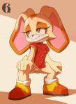  6i6as_(artist) anthro asian_clothing blush clitoris clothed clothing cream_the_rabbit crouching female flat_chested genitals hi_res lagomorph leporid mammal no_underwear rabbit rabbit_ears sega solo sonic_the_hedgehog_(series) spread_legs spreading young 