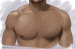  1boy absurdres bara blank_page_drawings cropped_torso facial_hair head_out_of_frame highres male_focus nude original pectoral_focus pectorals realistic solo sparse_chest_hair straight-on stubble toned toned_male 