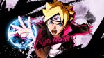  1boy blonde_hair blue_eyes boruto:_naruto_next_generations boruto:_naruto_the_movie child commentary electricity english_commentary facial_mark forehead_protector glowing jacket long_sleeves looking_at_viewer male_focus naruto_(series) open_mouth short_hair solo spike7x spiked_hair upper_body uzumaki_boruto whisker_markings 