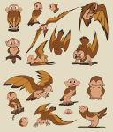  2022 absurd_res angry avian bird bodily_fluids crying digital_drawing_(artwork) digital_media_(artwork) elva_(sif_savery) embarrassed feathers female feral flying happy hi_res model_sheet owl perched reference_image sif_savery sketch solo solo_focus spread_wings tears wings 