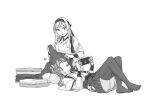  2022 2girls annoyed bangs bracer crossed_legs folded_clothes folding_clothes greyscale hakama hakama_short_skirt hakama_skirt headband japanese_clothes jewelry kantai_collection kneeling lap_pillow looking_at_another looking_down looking_up lying monochrome multiple_girls nintendo_switch on_back open_mouth panties pantyshot playing_games ring shoukaku_(kancolle) simple_background sketch skirt tasuki thighhighs twintails underwear weidashming white_background zuikaku_(kancolle) 