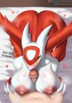 18_(artist) absurd_res anthro biped breast_play breasts dialogue duo erection female female_on_human first_person_view generation_3_pokemon genitals heart_symbol hi_res human human_on_anthro human_pov humanoid_genitalia humanoid_penis interspecies latias legendary_pokemon male male/female male_on_anthro male_pov mammal mostly_offscreen_character nintendo nipples penile penis pokemon pokemon_(species) red_body sex titfuck white_body