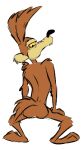 animated anthro arched_back bent_legs biped bouncing_butt brown_body brown_fur bubble_butt butt canid canine canis coyote draconis0868 fur hands_on_legs hands_on_thighs knees_bent looking_at_viewer looking_back looney_tunes low_res male mammal narrowed_eyes nude rear_view simple_background solo twerking warner_brothers white_background wile_e._coyote yellow_eyes