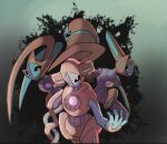  alternate_form ashita_mo black_sclera blue_skin chest_jewel colored_sclera colored_skin dark_background deoxys deoxys_(attack) deoxys_(defense) deoxys_(normal) deoxys_(speed) green_background highres orange_skin pokemon pokemon_(creature) purple_skin tentacle_arm 