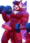  ailurid anthro balls barazoku bodily_fluids daiquiri_(daiquiripanda) digital_media_(artwork) erection fur genitals hair hi_res humanoid_genitalia humanoid_penis male mammal muscular muscular_anthro muscular_male nude penis red_body red_fur red_panda simple_background solo tail vitaly4321 