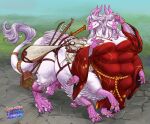  2_heads 4_arms 6_legs clothed_taur clothing dragon dragon_taur eastern_dragon eastern_dragon_taur female furgonomics hi_res jewelry larru-larru multi_arm multi_head multi_leg multi_limb musical_instrument mythological_creature mythological_scalie mythology pink_body red_clothing red_robe robe scalie taur 